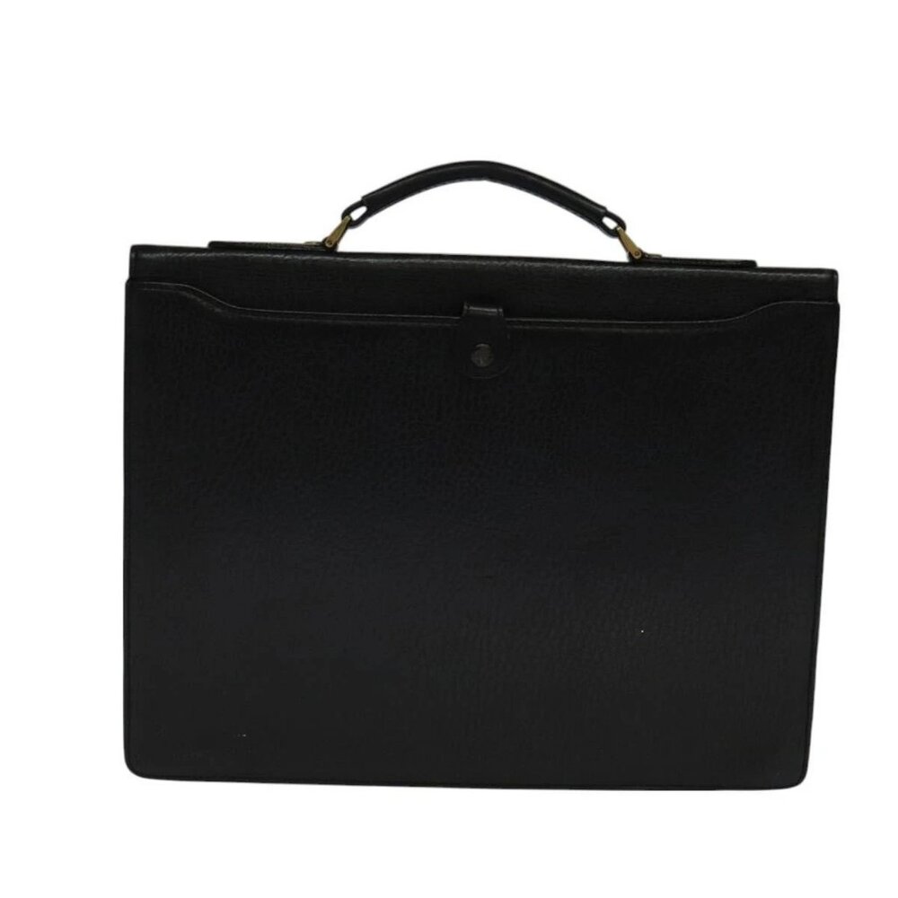 Burberrys Business Bag Leather Black Gold Auth bs26949 - Picture 2 of 16